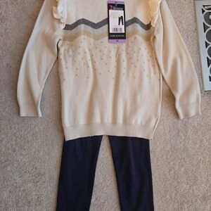 Andy & Evan Cream and Gold Sweater Set